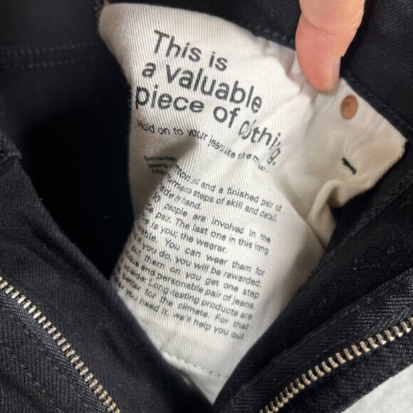 NUDIE Lean Dean Dry Everblack Jeans Mens W34/L30 Slim Fit Black Denim Zip Fly - Picture 6 of 9